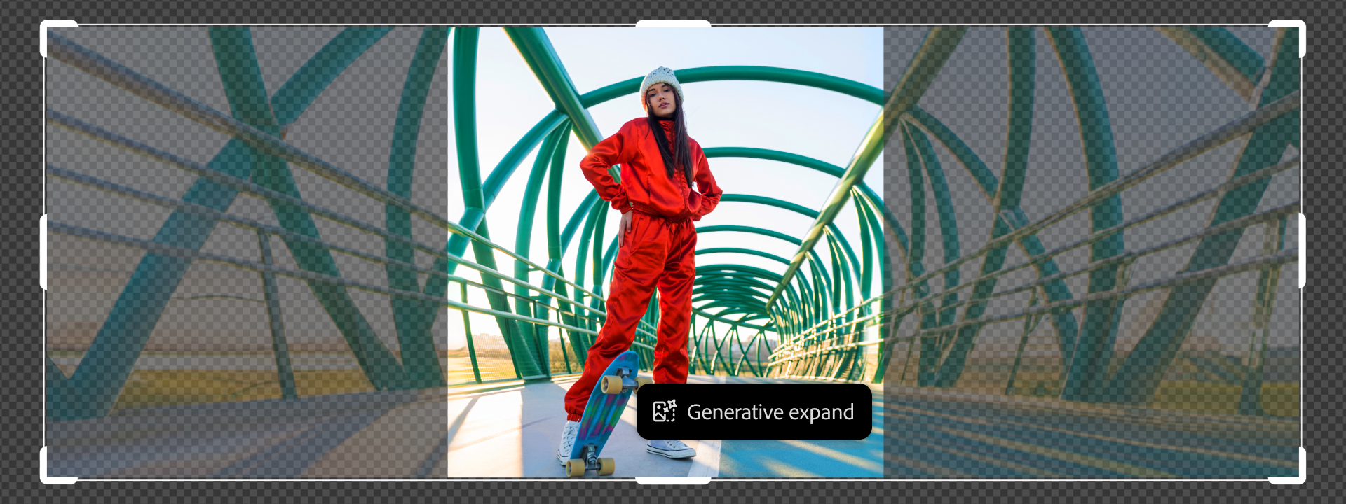 使用 Photoshop 生成式擴張功能的 AI 影像擴張工具